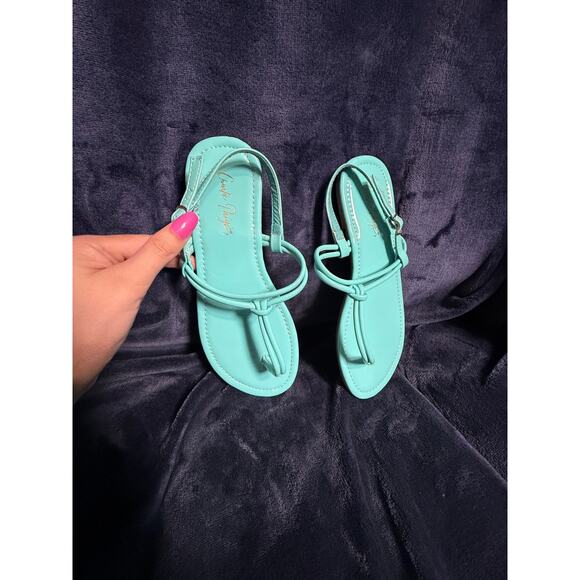 Charlie Paige Shoes - Charlie Paige Teal/Green Strappy Thong Sandals